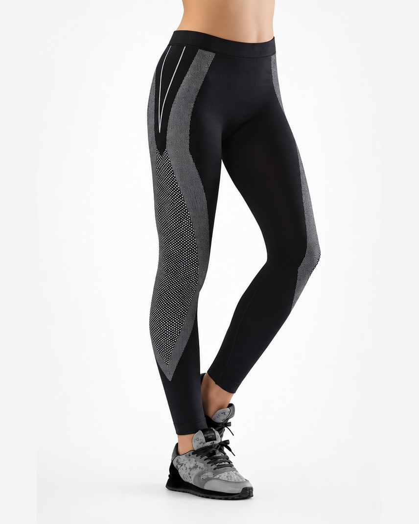 Seamless black leggings with grey accent