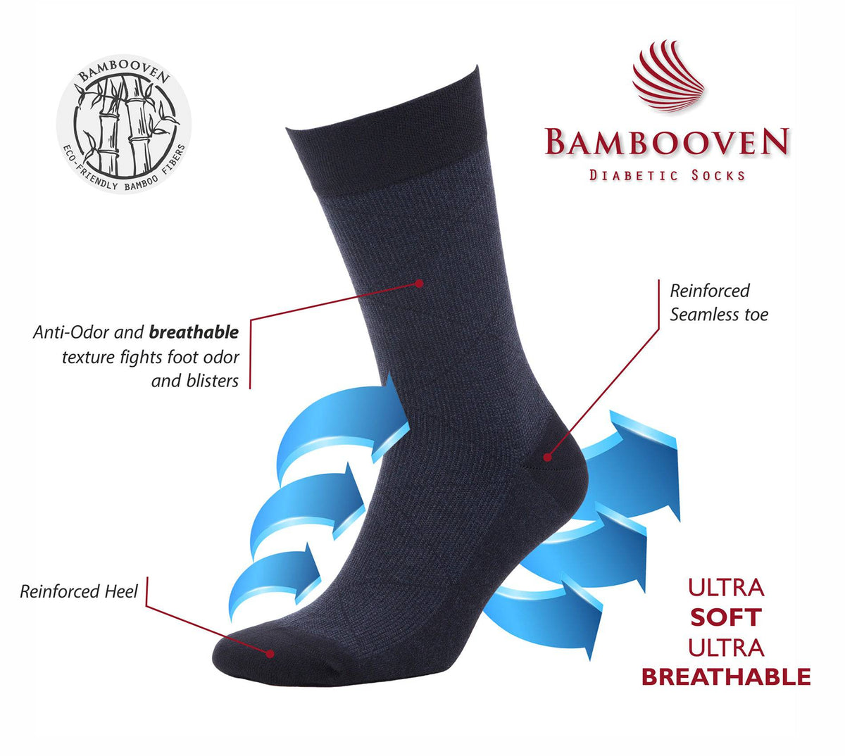 Men’s Bamboo Dress Socks 3-Pack, Caspian
