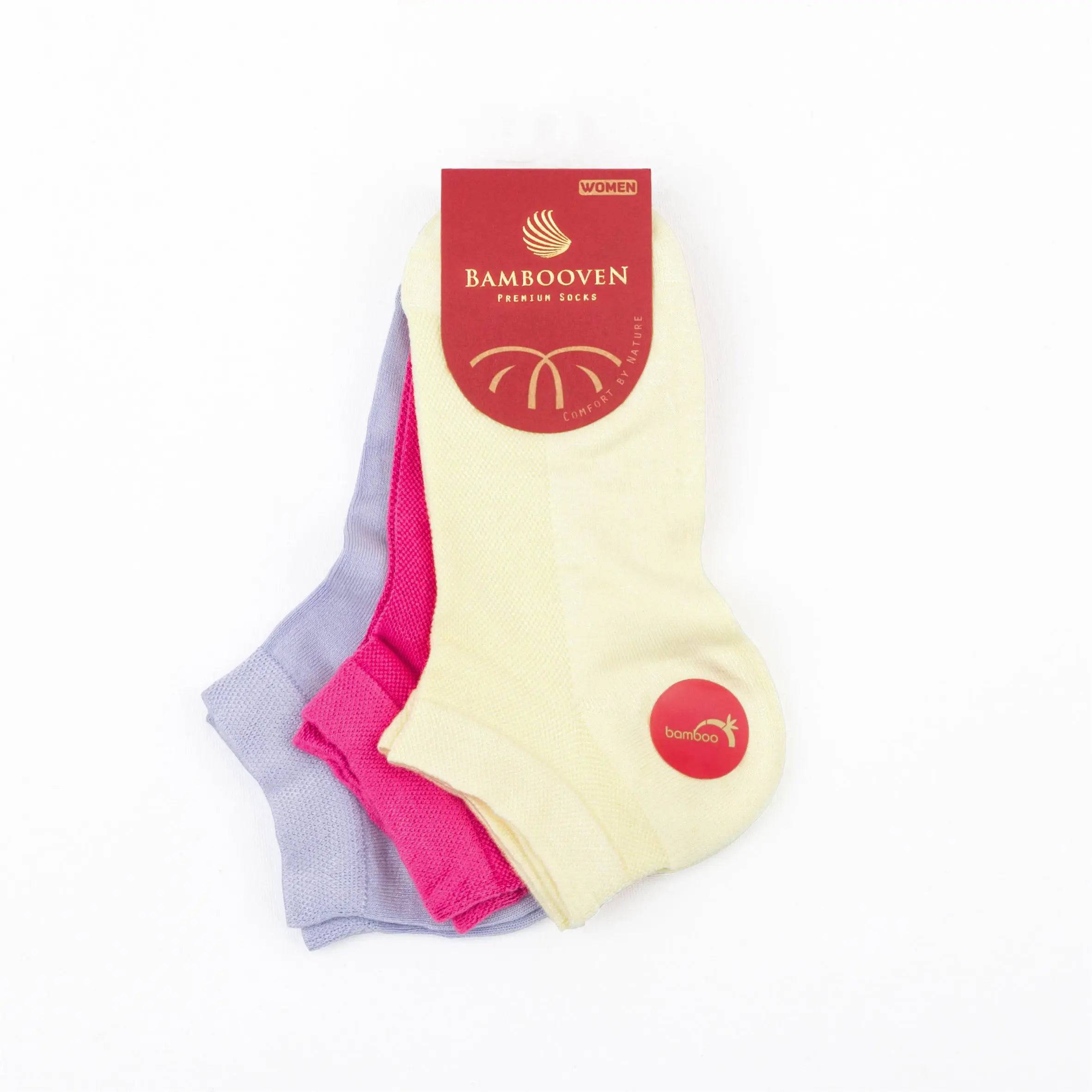 Bambooven Women’s Casual Ankle Socks – Premium Bamboo, Super Soft, Odor Free and Breathable, Ankle Socks, Low-Cut Socks, Sneaker Socks, Luxury Bamboo Fibers (3 Pack) - 452 - Bambooven
