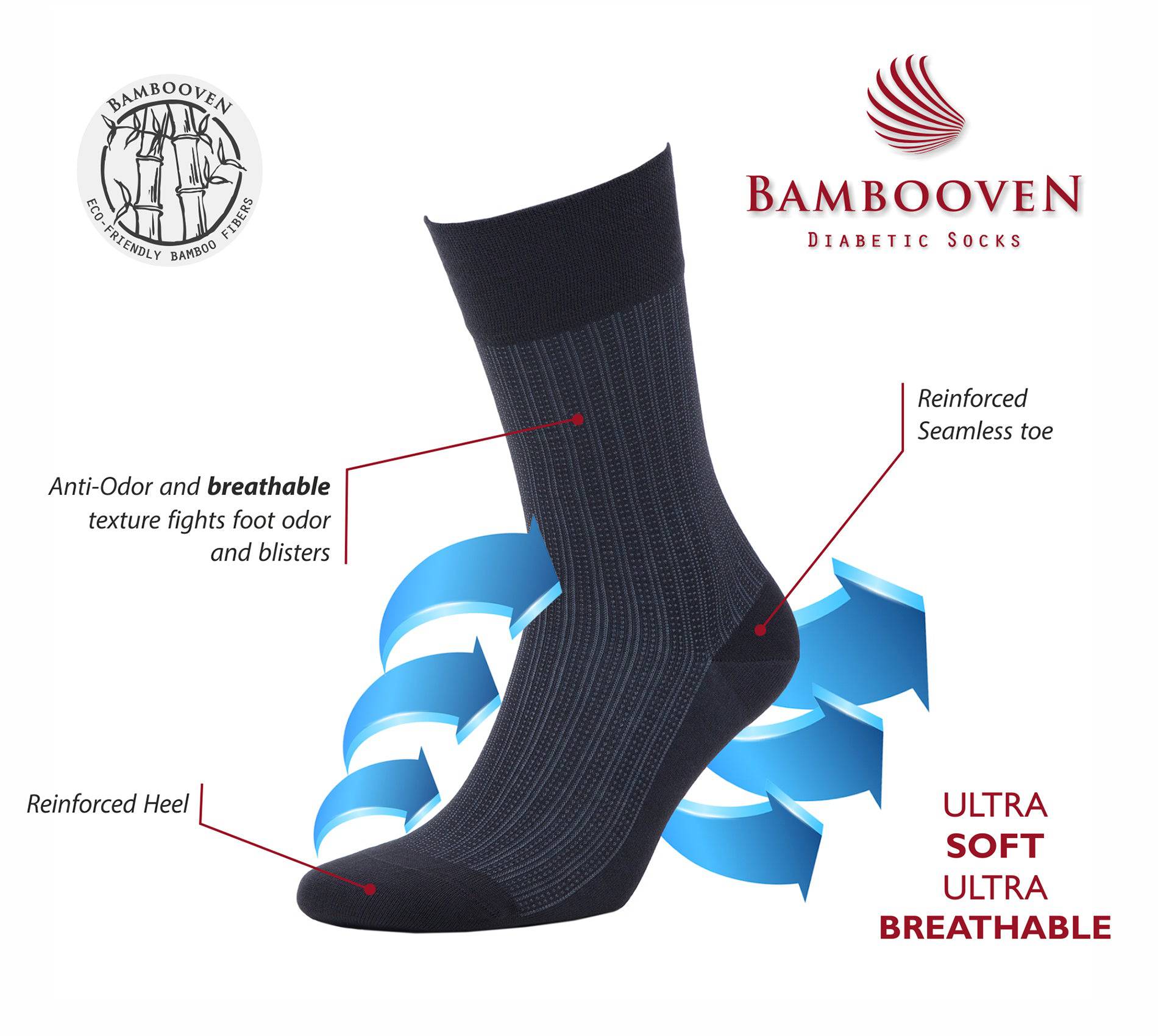 Bambooven Men’s Lightweight Dress and Trouser Socks – Super Soft, Premium Bamboo, Odor Free and Breathable, Calf Socks, Crew Socks (3 Pack)-508 - Bambooven