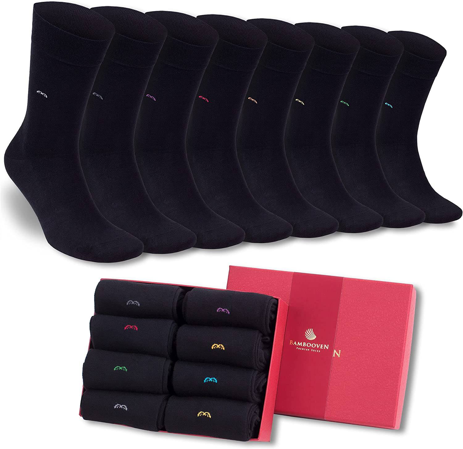 Men’s Bamboo Dress & Trouser Socks 'Black" 8-Pack - 633 - Bambooven