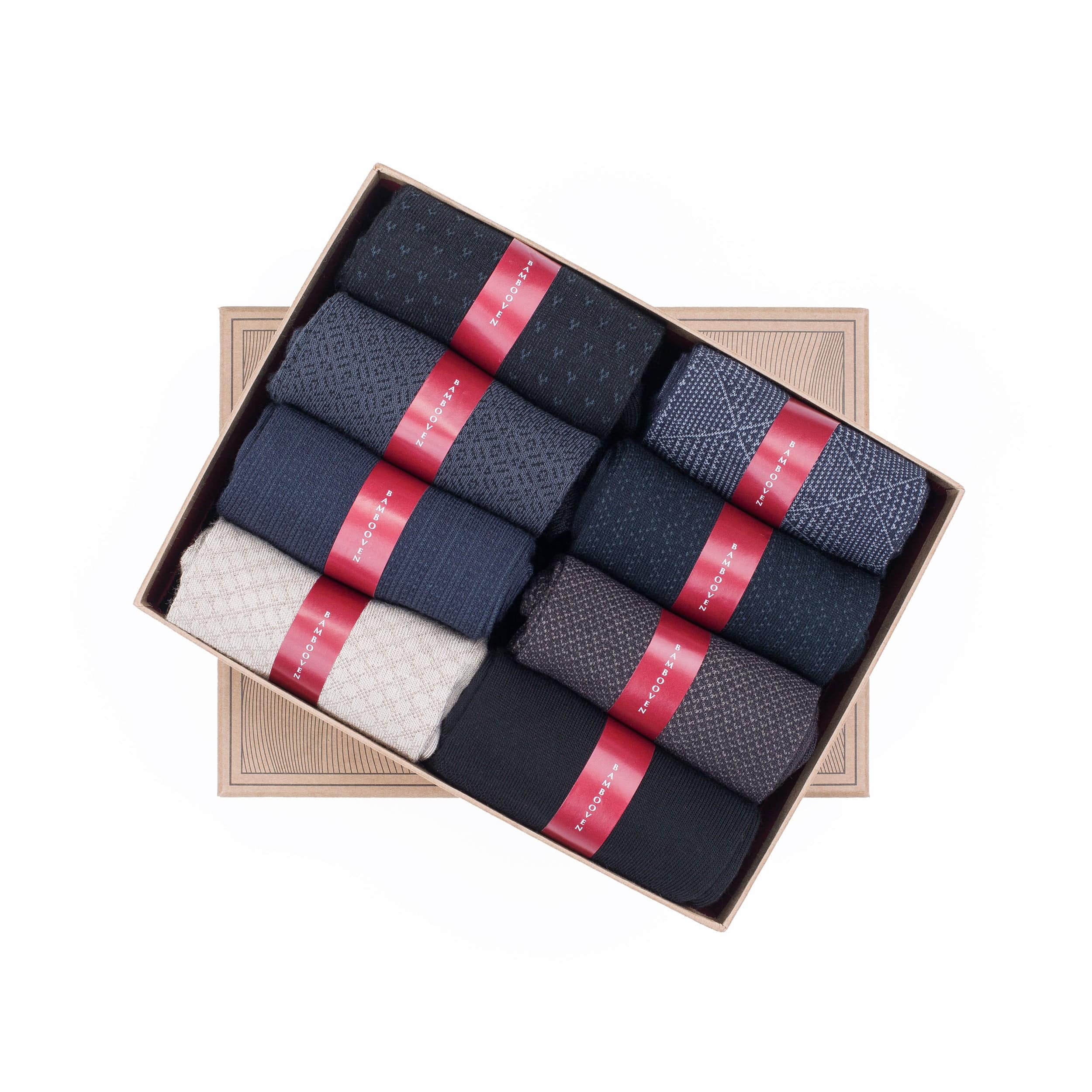 Bambooven Men’s Lightweight Dress and Trouser Socks – Premium Bamboo, Super Soft, Odor Free and Breathable, Calf Socks, Crew Socks (8 Pack)-591 - Bambooven