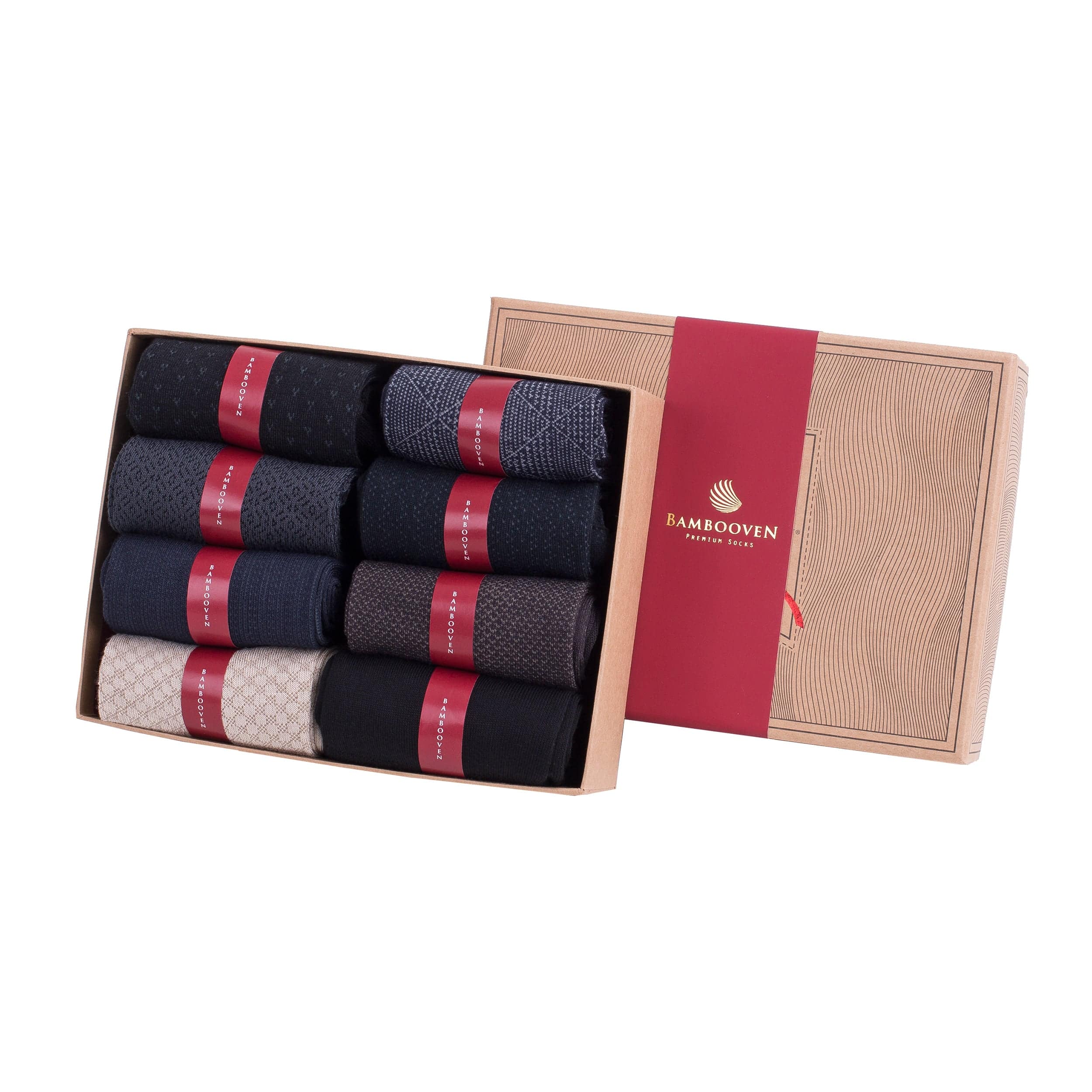 Bambooven Men’s Lightweight Dress and Trouser Socks – Premium Bamboo, Super Soft, Odor Free and Breathable, Calf Socks, Crew Socks (8 Pack)-591 - Bambooven