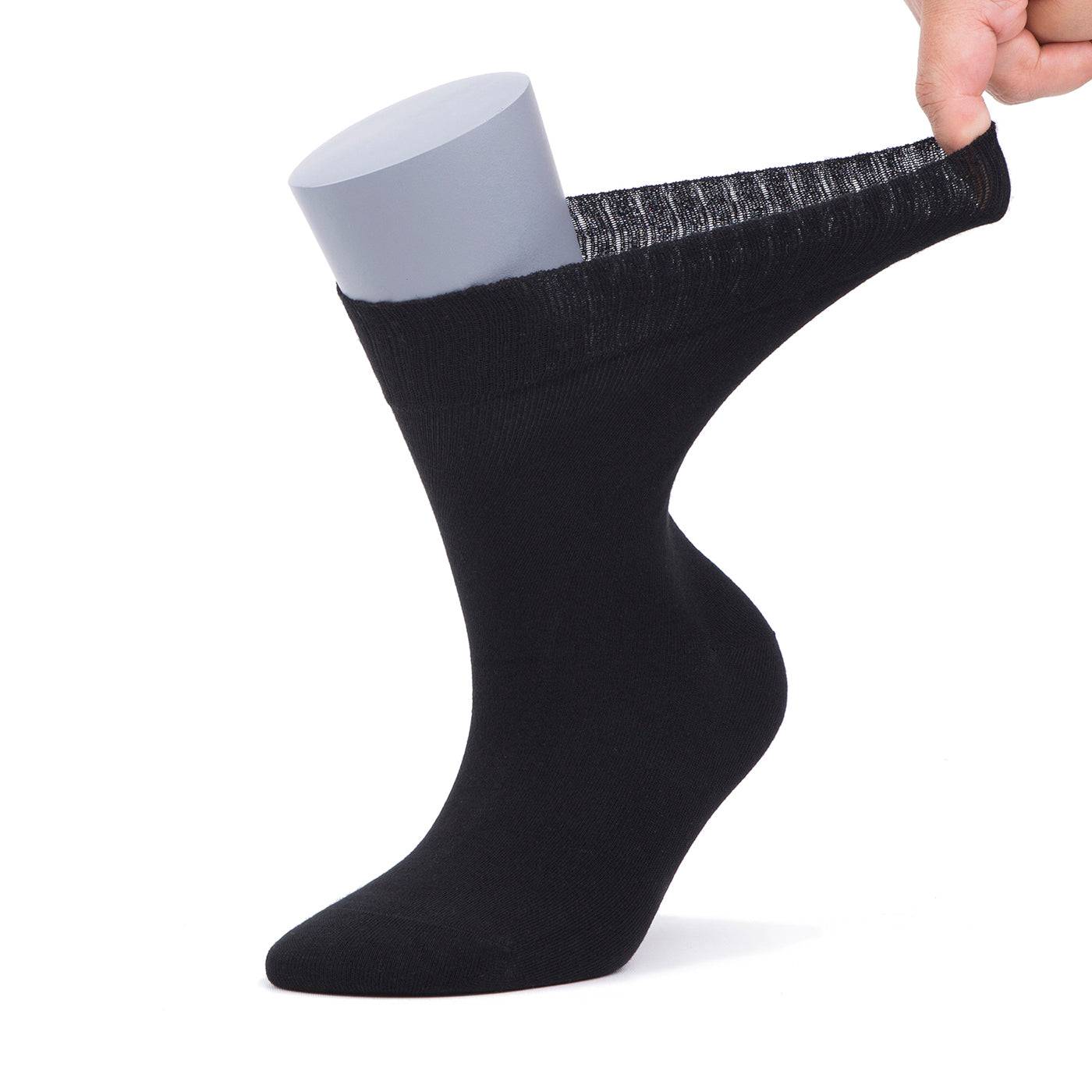 Bambooven Women’s Diabetic Dress and Trouser Socks – Seamless Toe and Non-Binding Top, Premium Bamboo, Odor Free and Breathable Crew Socks (6 Pack)-585 - Bambooven