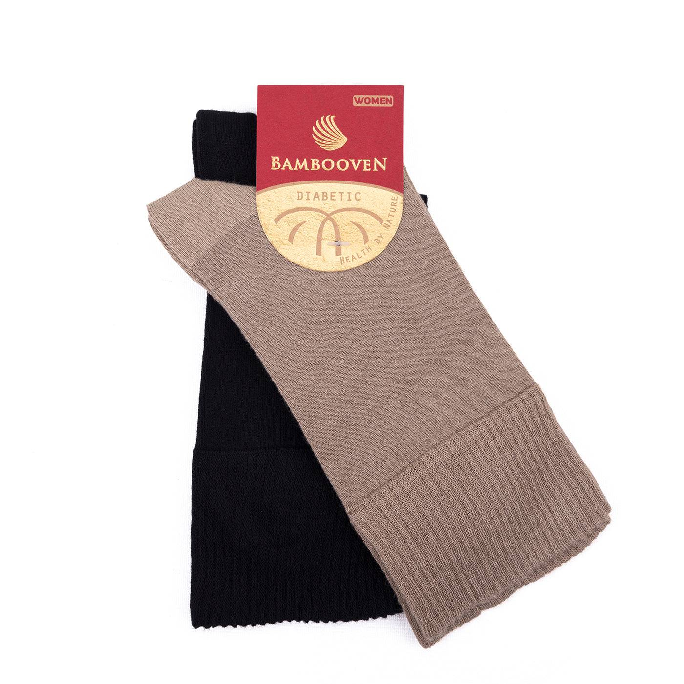 Bambooven Women’s Diabetic Dress and Trouser Socks – Seamless Toe and Non-Binding Top, Premium Bamboo, Odor Free and Breathable Crew Socks (6 Pack)-585 - Bambooven