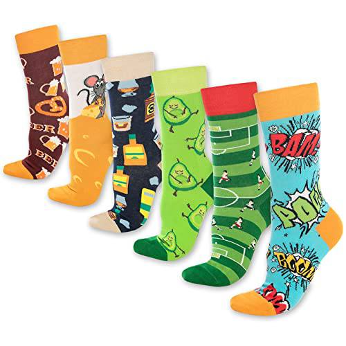 Fun Crew Socks for Men and Women – Colorful Cotton Novelty 6-Pack - Bambooven