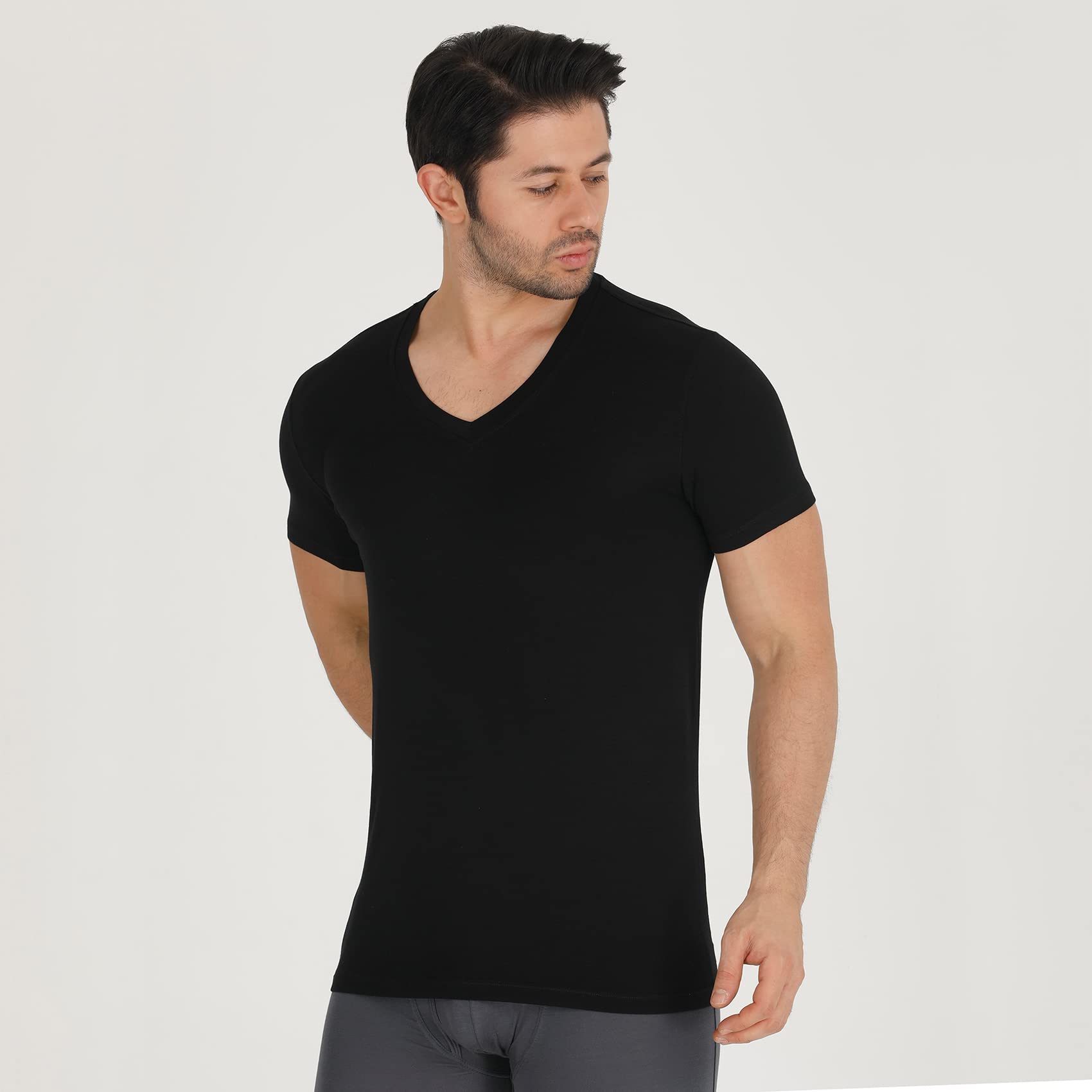 Men's Bamboo V-Neck Undershirt (3 Pack) - Bambooven