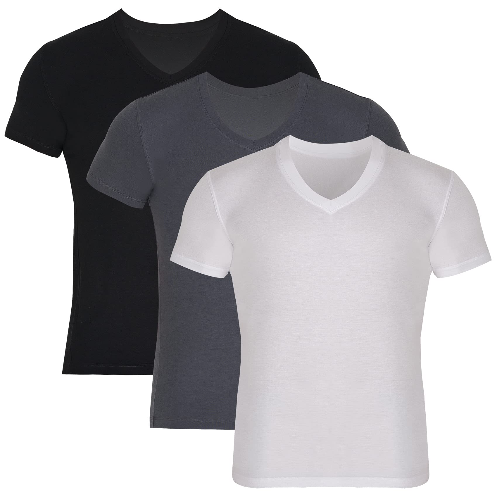 Men's Bamboo V-Neck Undershirt (3 Pack) - Bambooven