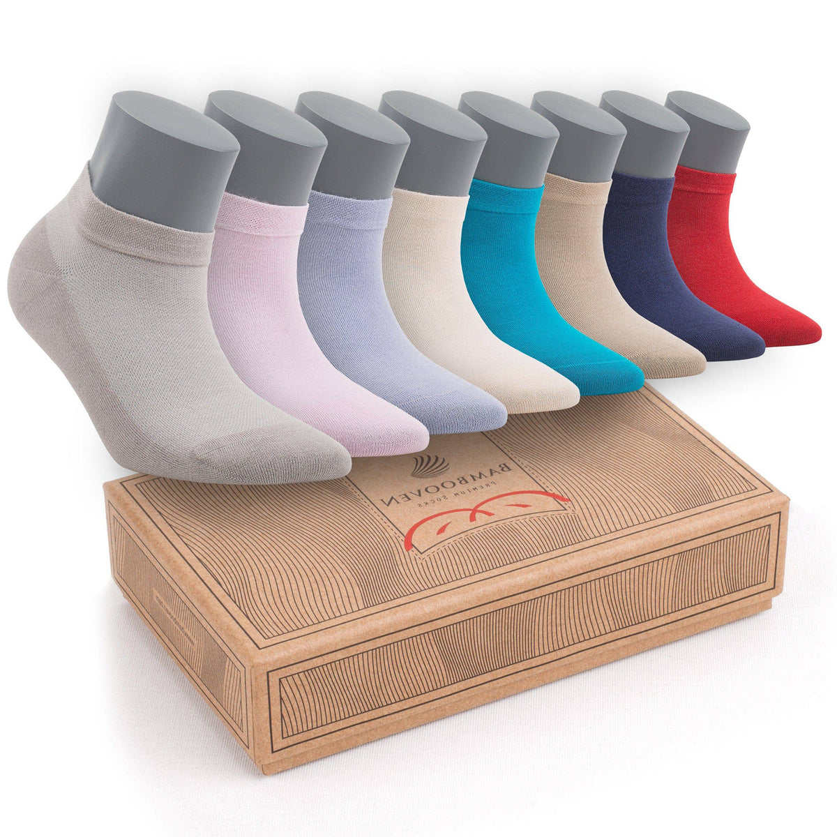 Women’s Bamboo Ankle Socks 8-Pack Gift Box, Soft Mix