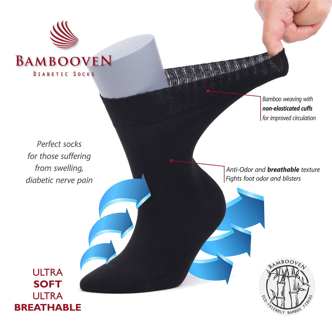 Bambooven Women’s Diabetic Dress & Trouser Socks – White, Loose Fit (6 Pack) - Bambooven