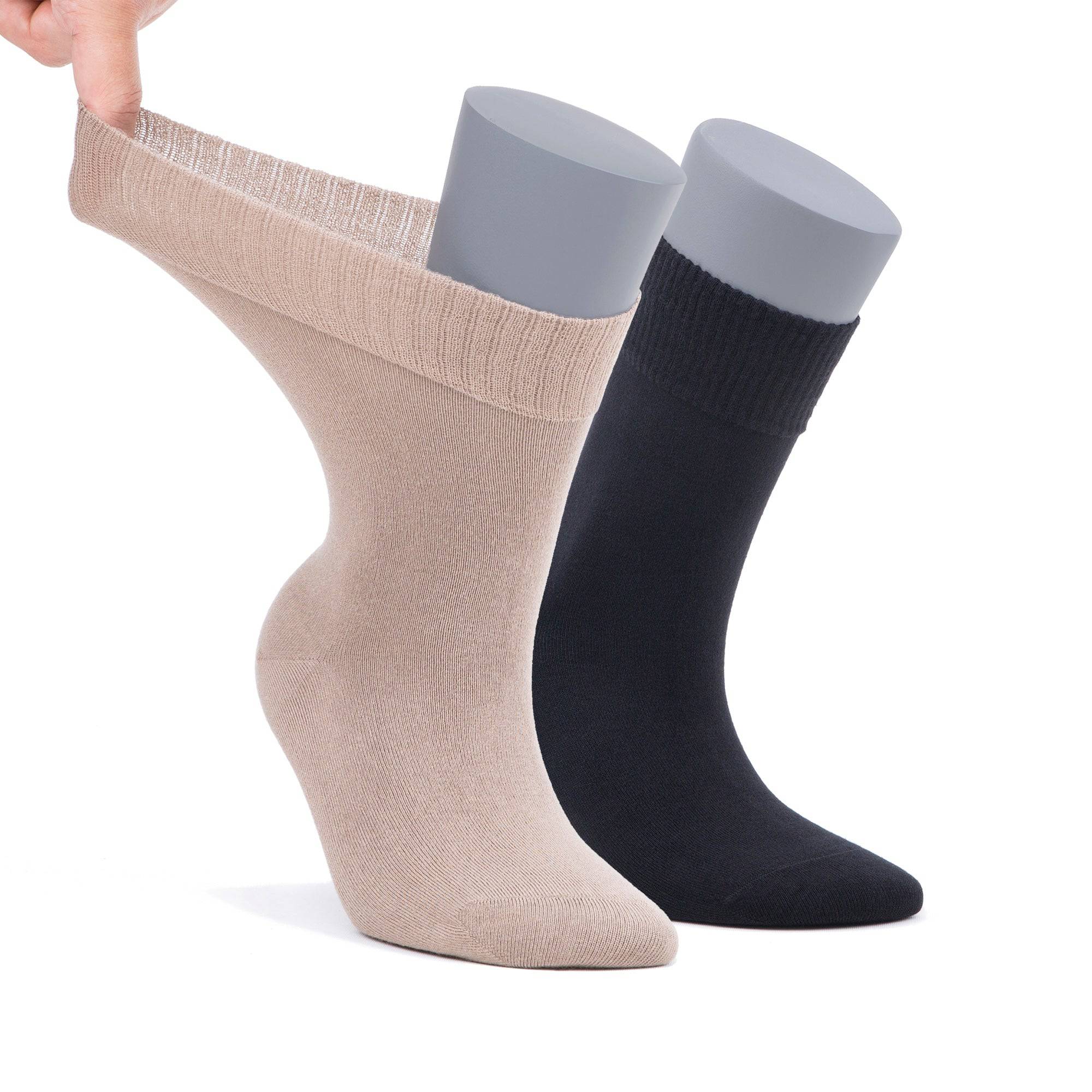 Bambooven Women’s Diabetic Dress and Trouser Socks – Seamless Toe and Non-Binding Top, Premium Bamboo, Odor Free and Breathable Crew Socks (6 Pack)-585 - Bambooven