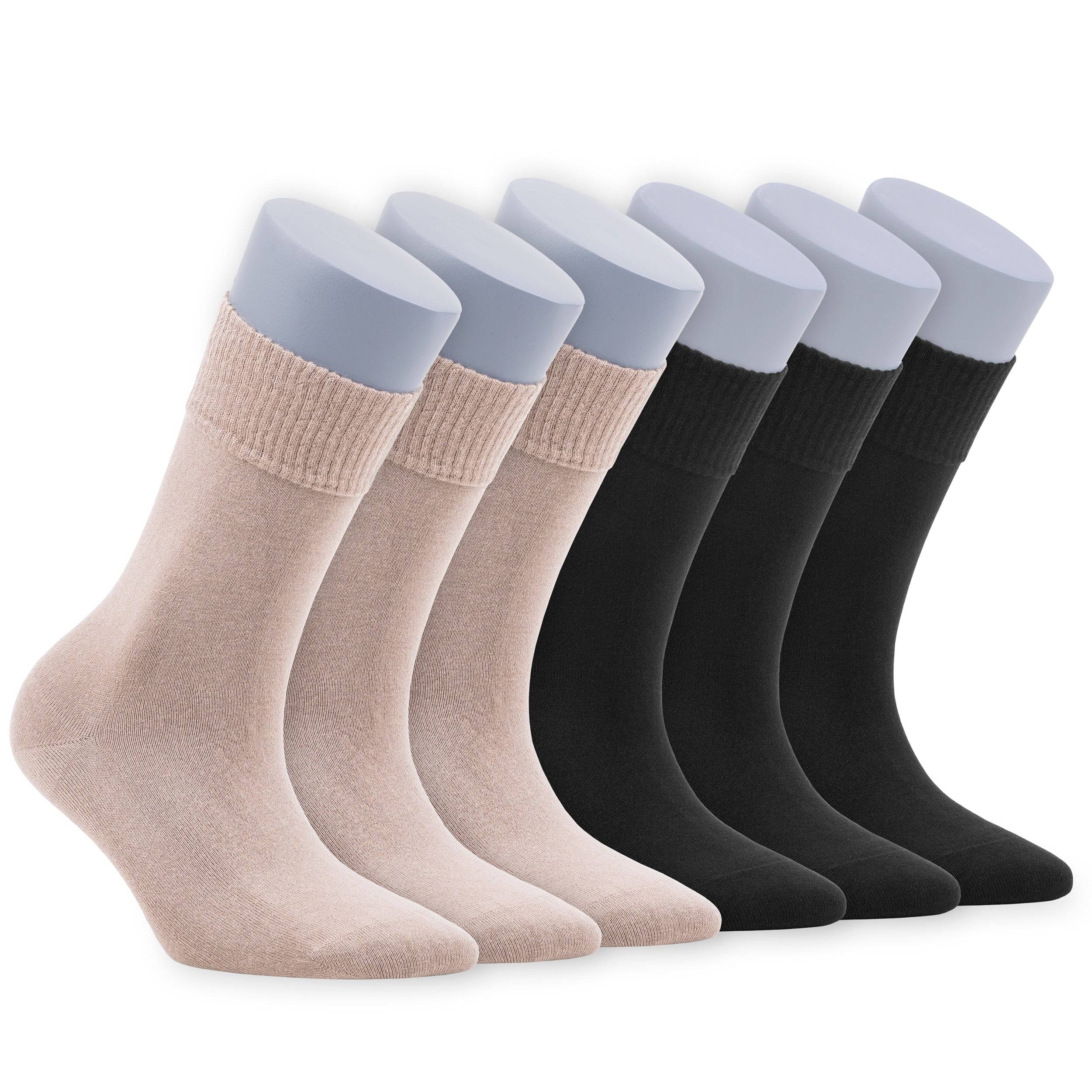 Bambooven Women’s Diabetic Dress and Trouser Socks – Seamless Toe and Non-Binding Top, Premium Bamboo, Odor Free and Breathable Crew Socks (6 Pack)-585 - Bambooven